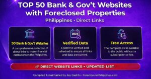 Top 50 Bank and government websites with foreclosed properties in the Philippines as of April 2026