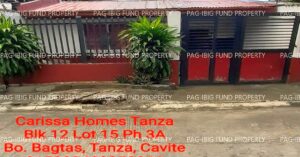 Pag-IBIG ROPA # 815202409250066 - Lot 15 Blk. 12 Phase 3A CARISSA HOMES TANZA - BAGTAS BAGTAS, TANZA, CAVITE, 4108 - Negotiated Sale on Jul. 6, 2026 - Jul. 10, 2026 (Occupied)