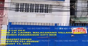 Pag-IBIG ROPA # 815202507160020 - Lot 24-C Blk. 3 PRES J.P. LAUREL MALACANANG VILLAGE SAN ANTONIO, CITY OF PARANAQUE, NCR, FOURTH DISTRICT, 1715 - 1st Public Auction on Jul. 27, 2026 - Jul. 31, 2026
